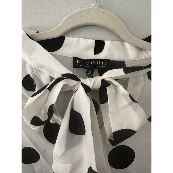 Eloquii Bow Front Polka Dot Blouse 18 Secretary Retro Pinup Career Feminine - Picture 5 of 9